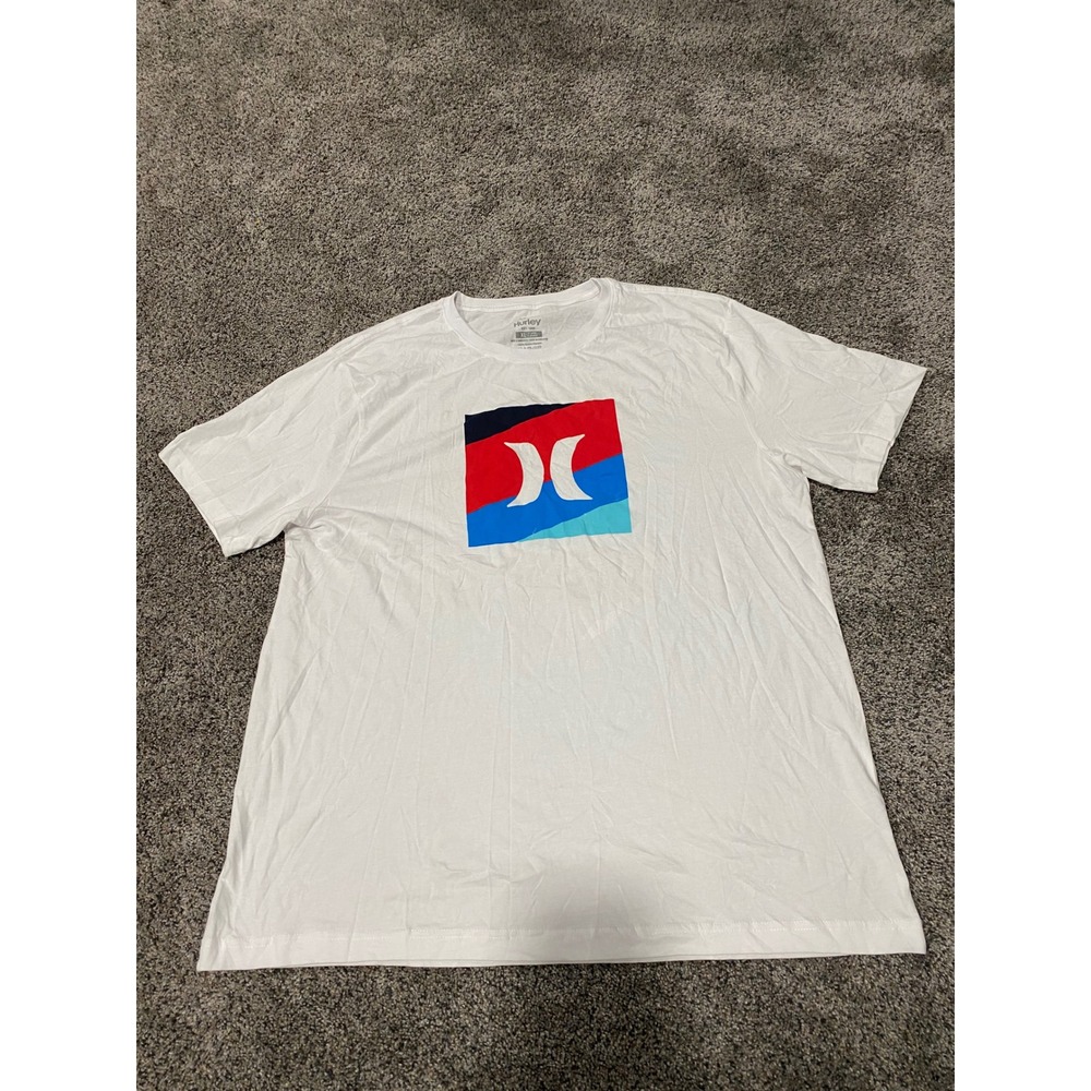 Hurley Mens Graphic T-Shirt White XL Short Sleeve Cotton Logo Tee‎